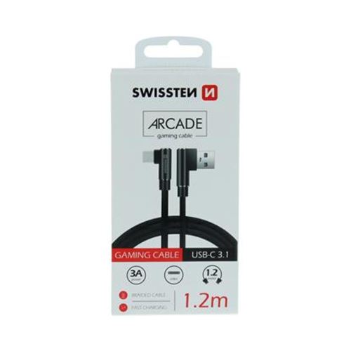 Data cable Swissten textile ARCADE USB/USB-C 1.2 m black
