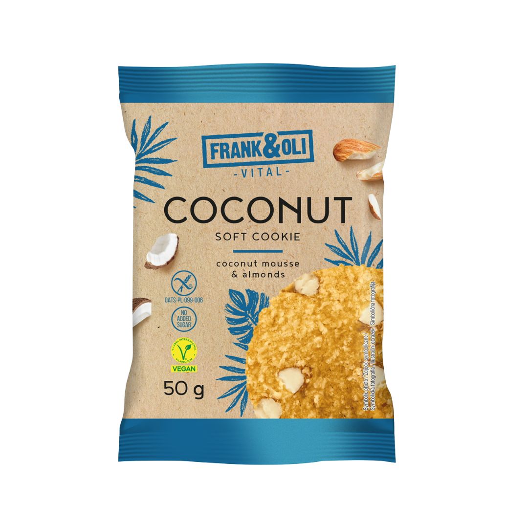 FRANK&OLI Jemná COOKIE 50g - kokosovo-mandlová sušienka FRANK&OLI Jemná COOKIE 50g - kokosovo-mandlová sušienka
