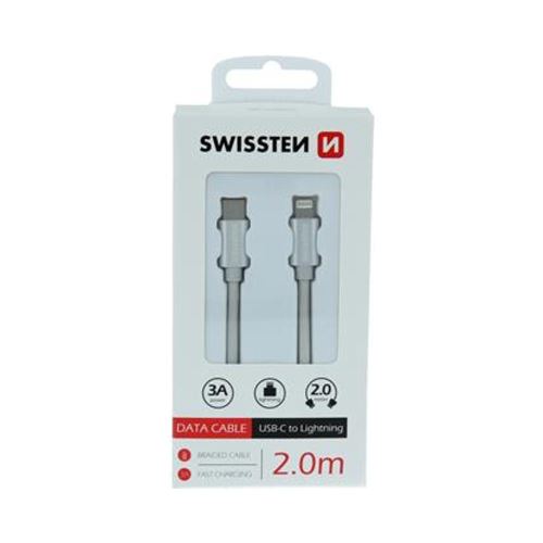 Data cable Swissten Iphone Textile USB-C/Lightning 2m silver