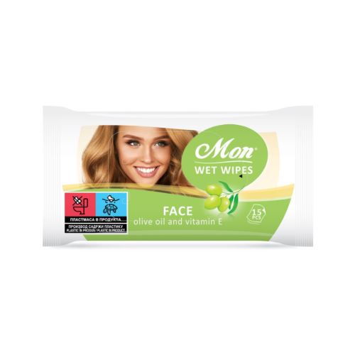 Mon Face moist wipes with olive oil and vit. E - 15 pcs