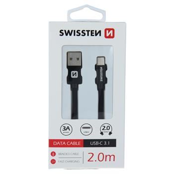 Data cable Swissten textile USB/USB-C 2.0m black