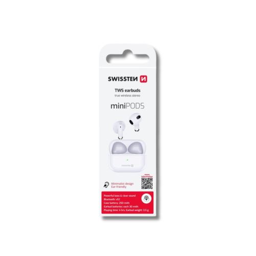 Swissten Bluetooth TWS Slúchatká Minipods biele