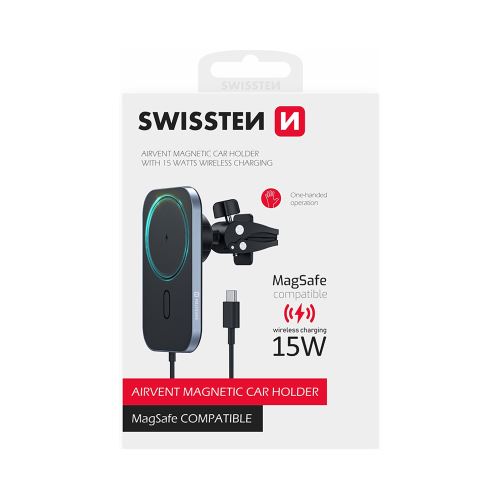 Swissten Magnetic Car Vent Holder mit 15W Wireless Charging