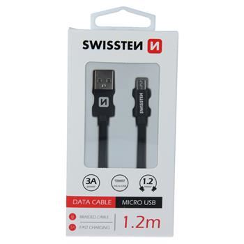 Data cable textile Swissten USB/micro USB 1,2m black