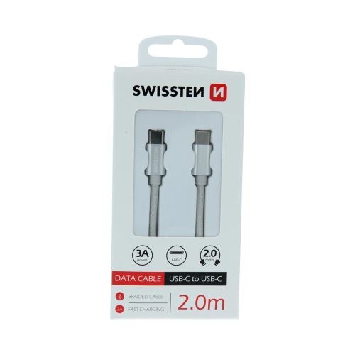 Data cable Swissten Textile USB-C/USB-C 2 m silver