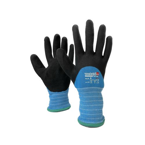 Winter knitted gloves with latex Work Life M(8) blue