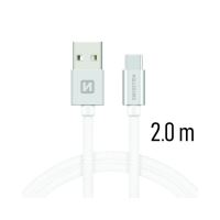 Data cable textile Swissten USB/USB-C 2.0 m silver