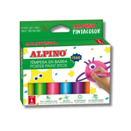 ALPINO Colour FLUO Tempera-Stifte 6 Stück