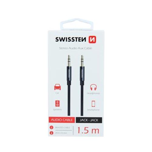 Audiokabel Swissten Textil Jack - Jack 1,5 m schwarz