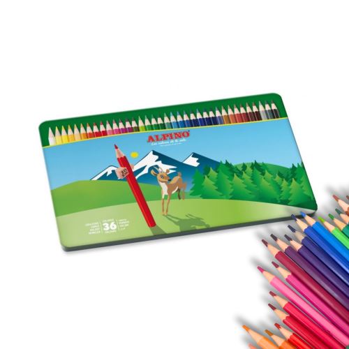 ALPINO Metallbox mit 36 Buntstiften