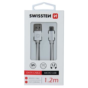 Data cable textile Swissten USB/micro USB 1,2m silver