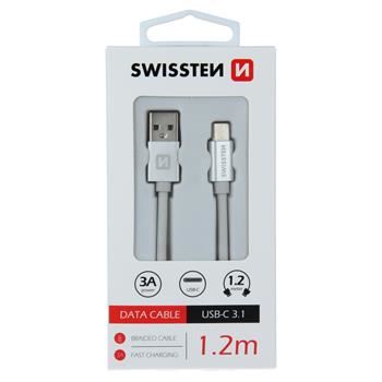 Data cable Swissten textile USB/USB-C 1,2m silver