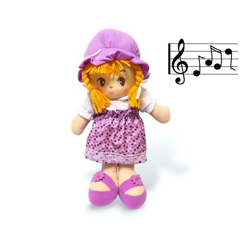Spievajúca látková bábika DOROTKA 40cm - fialová