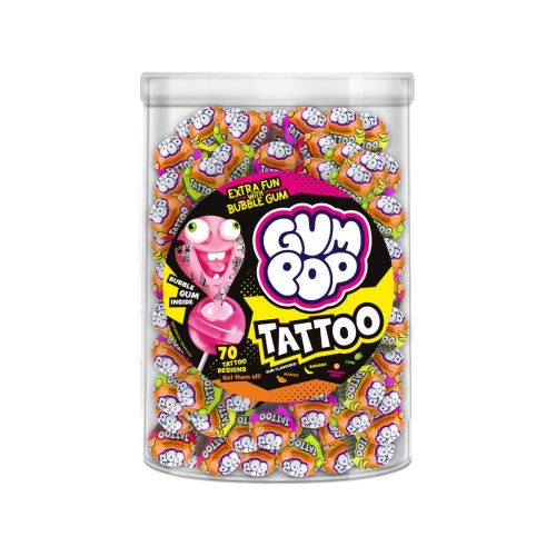 Lutscher mit Fruchtgeschmack, Kaugummi und Tattoo-Stick 100 x 15g