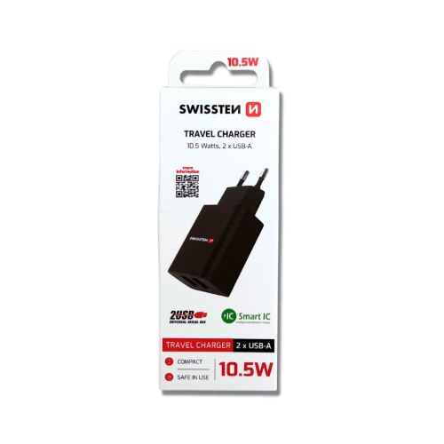 Swissten Smart IC 2x USB 2.1A Stromversorgung schwarz