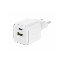 Swissten Sieťový adaptér GaN 1x USB-C 20W PD A 1x USB-A 20W QC biely (1)